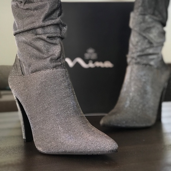 Nina Darla Ankle Boots Grey Sparkly - Picture 2 of 8